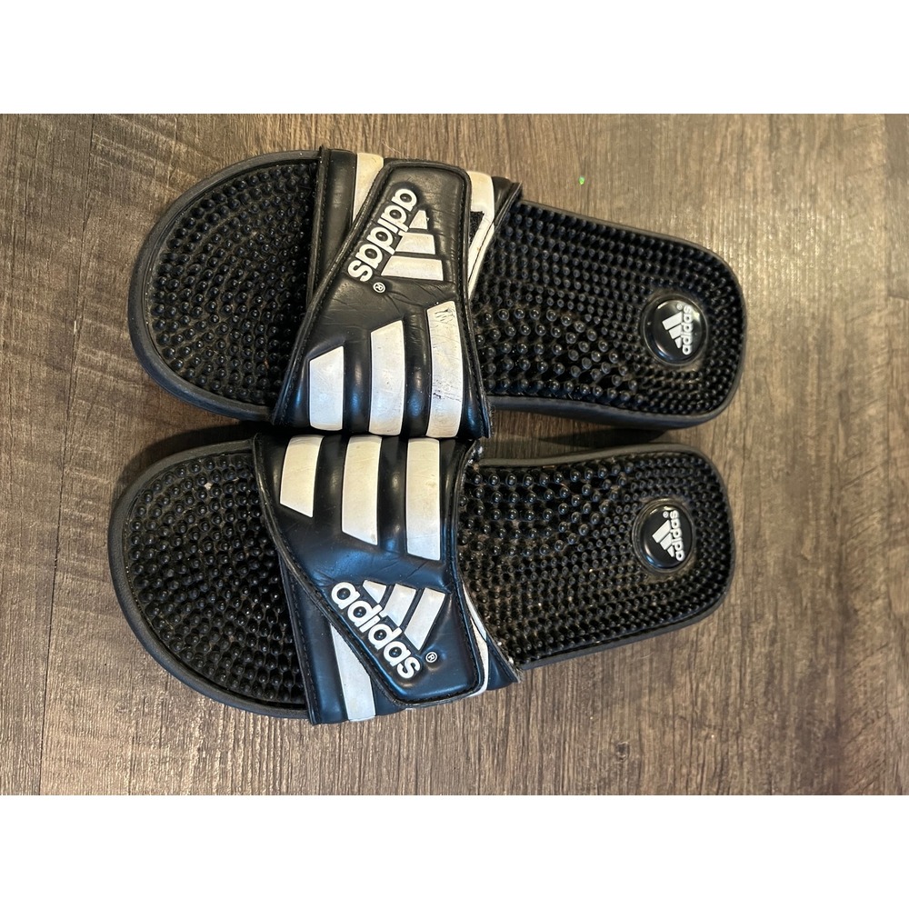 Adidas Mens Adissage Slides Massage Footbed Black White Size 7